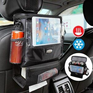 Car Seat Back Organizer, Cooler Bag with Phone iPad and Tissue Holder, Backseat